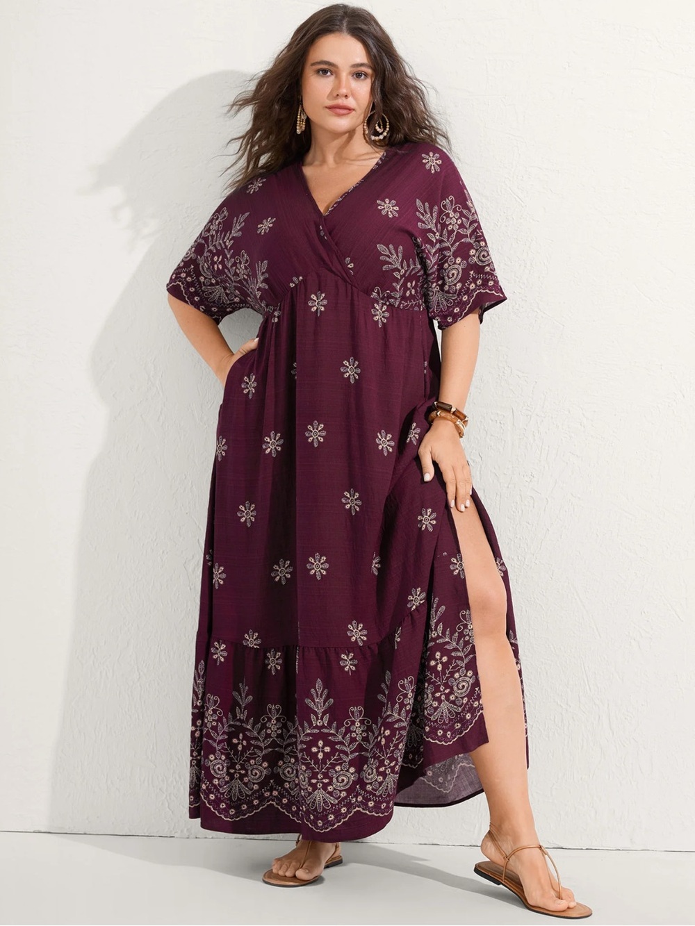 NWT BloomChic Surplice Neck Split Side Pockets Maxi Dress Size 10 $39.90